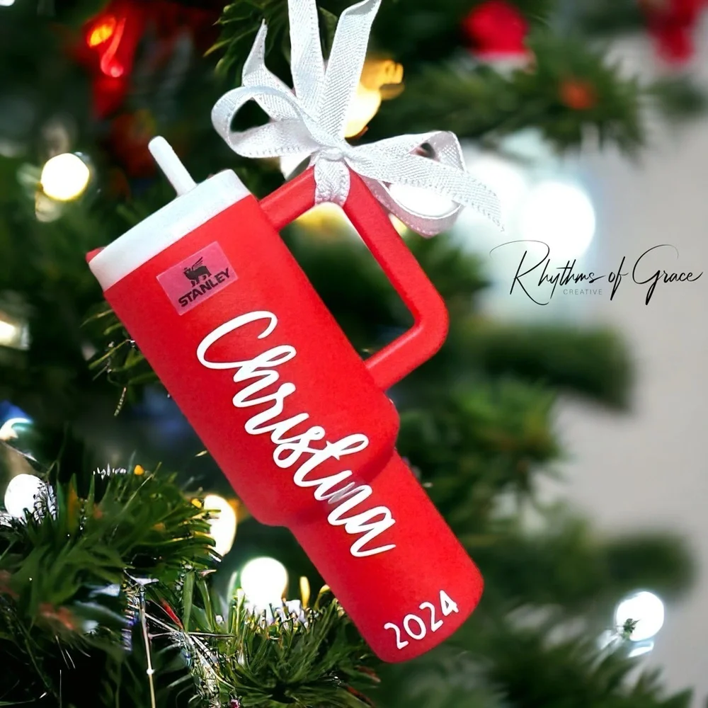 Personalized Christmas Ornaments: Mini Stanley Cup Ornaments. Cash Holder.